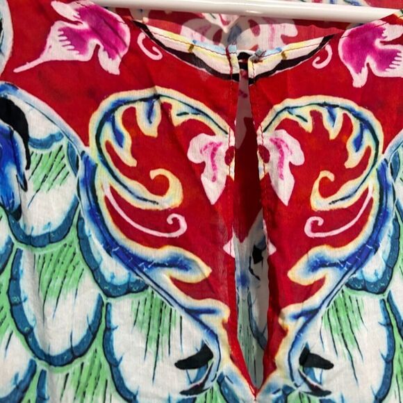 Gottex Women's Kaftan Dress Multicolor Medium Floral Print Bohemian Keyhole Neck - Picture 4 of 10